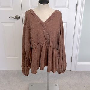 Mixed media babyfoll fit blouse